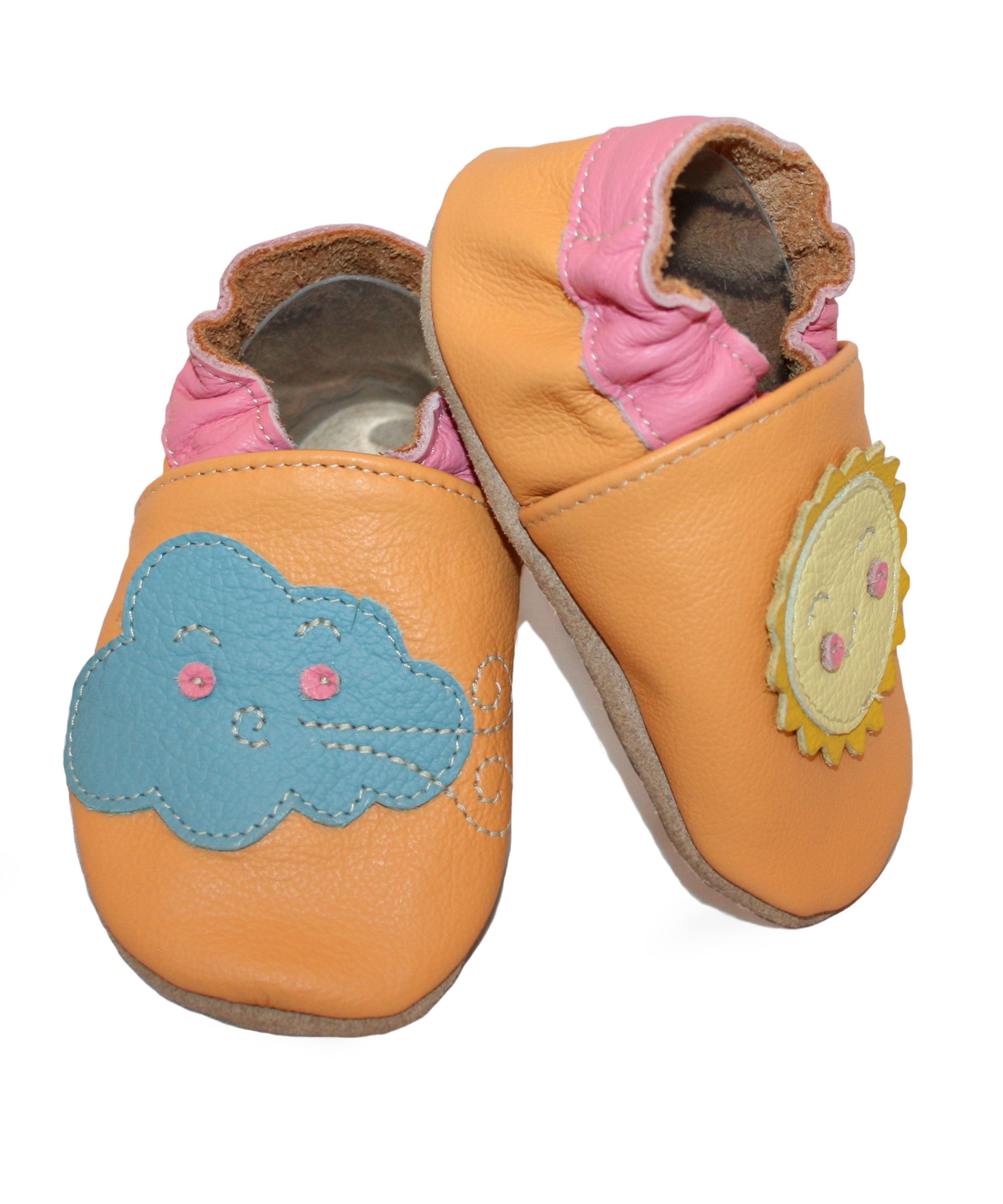 Capačky BA 061 kožené Obláčik oranžová 18-19 6-12 mes