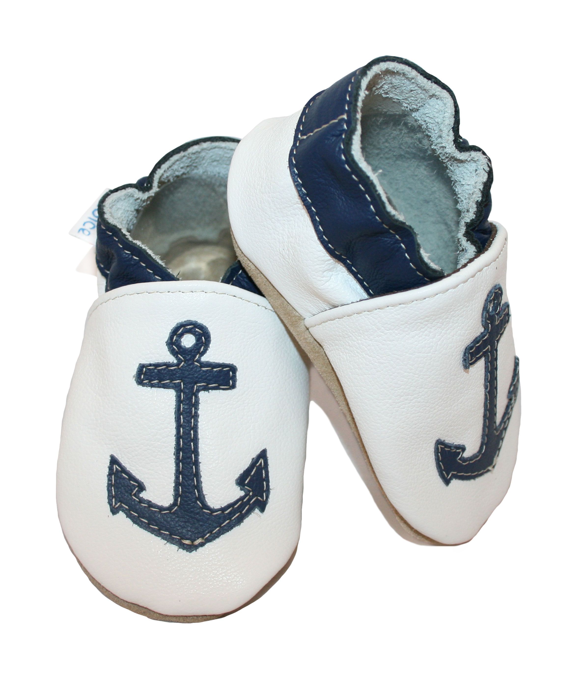 Capačky BA 073 kožené Kotva white biele 18/19  6-12 mes.