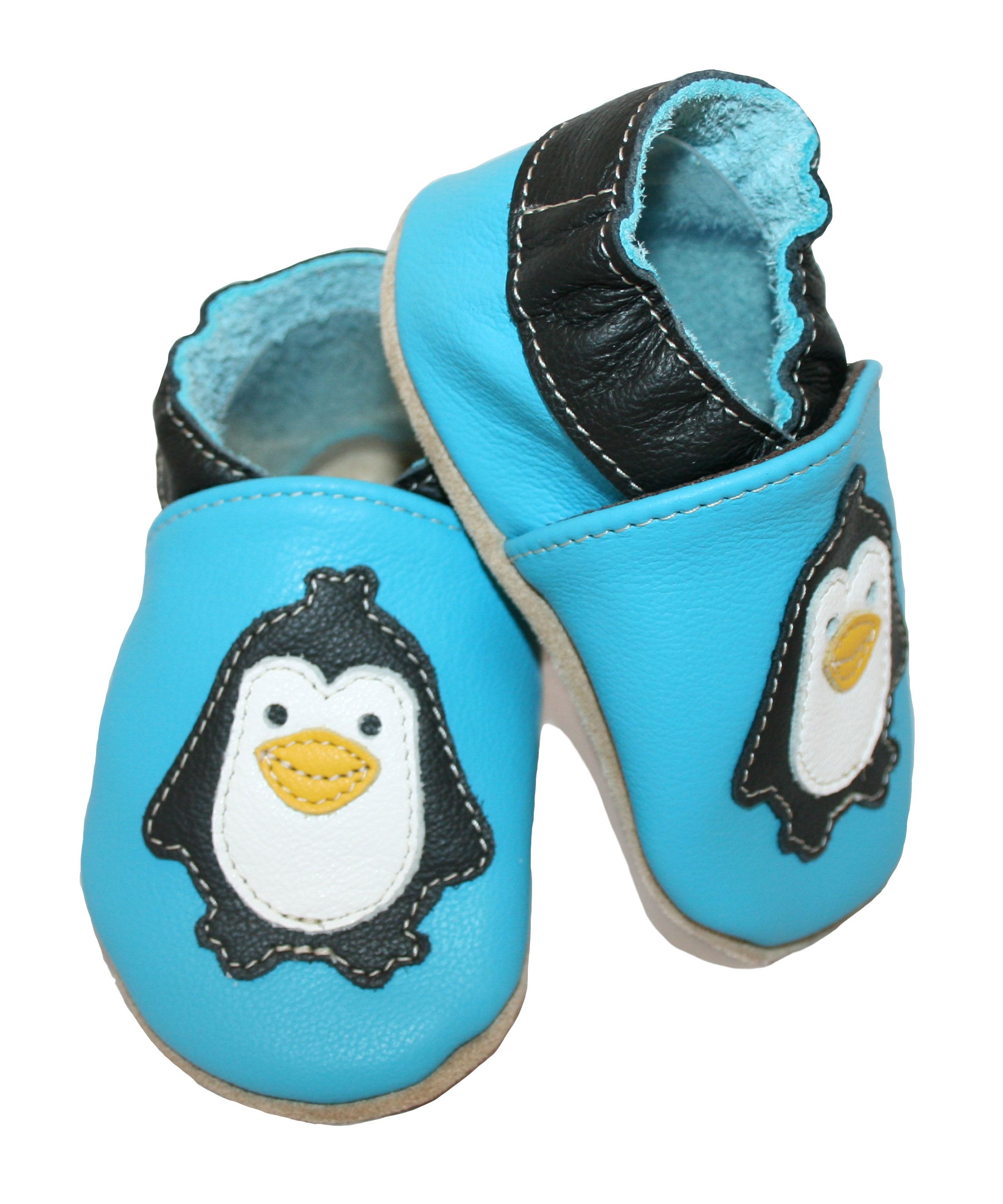 Capačky BA 079 kožené Pinquin blue modrá 18/19  6-12 mes.