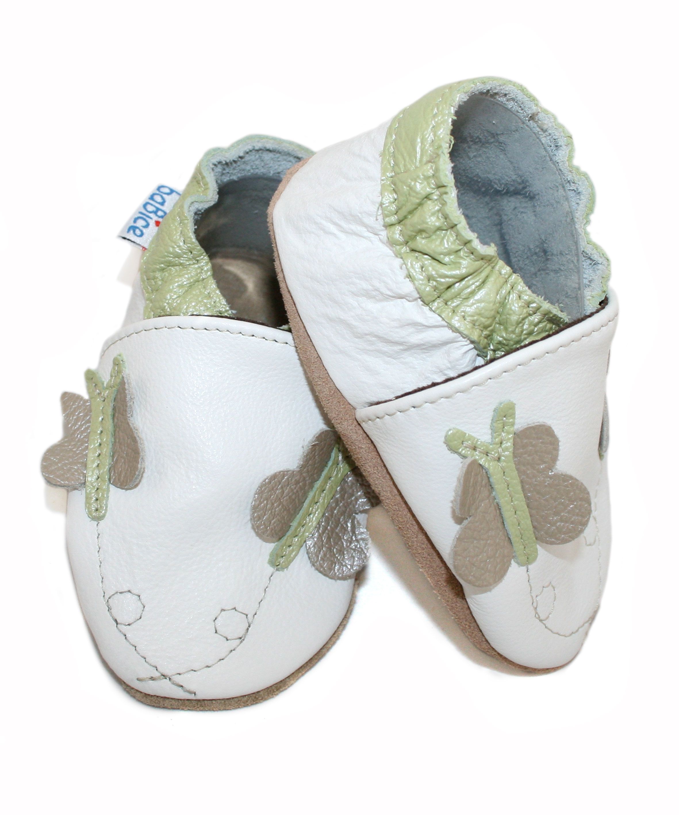 Capačky BE 004 kožené Motýlik white biela 16/17  0-6 mes.