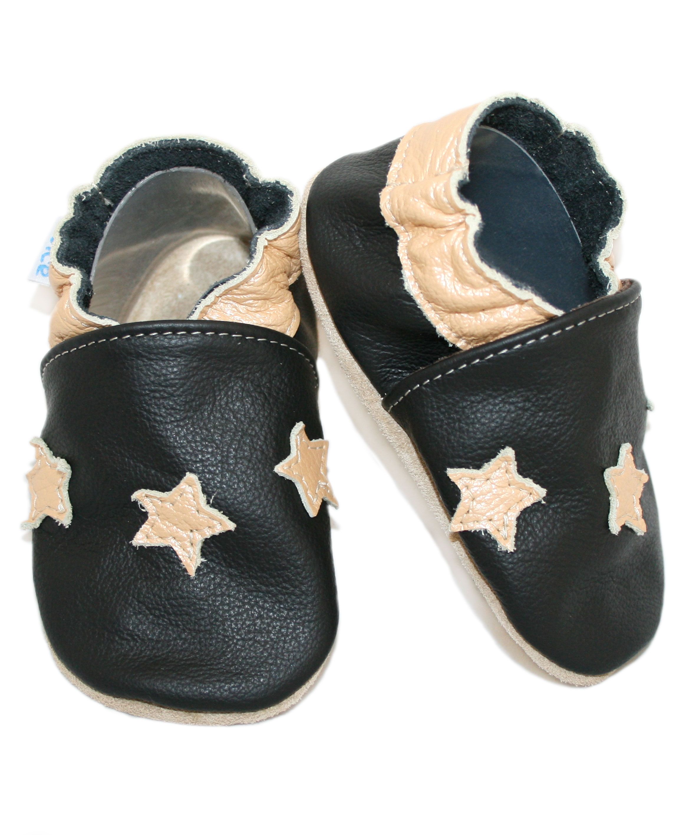 Capačky BE 015 kožené Hviezda black čierna 18/19  6-12 mes