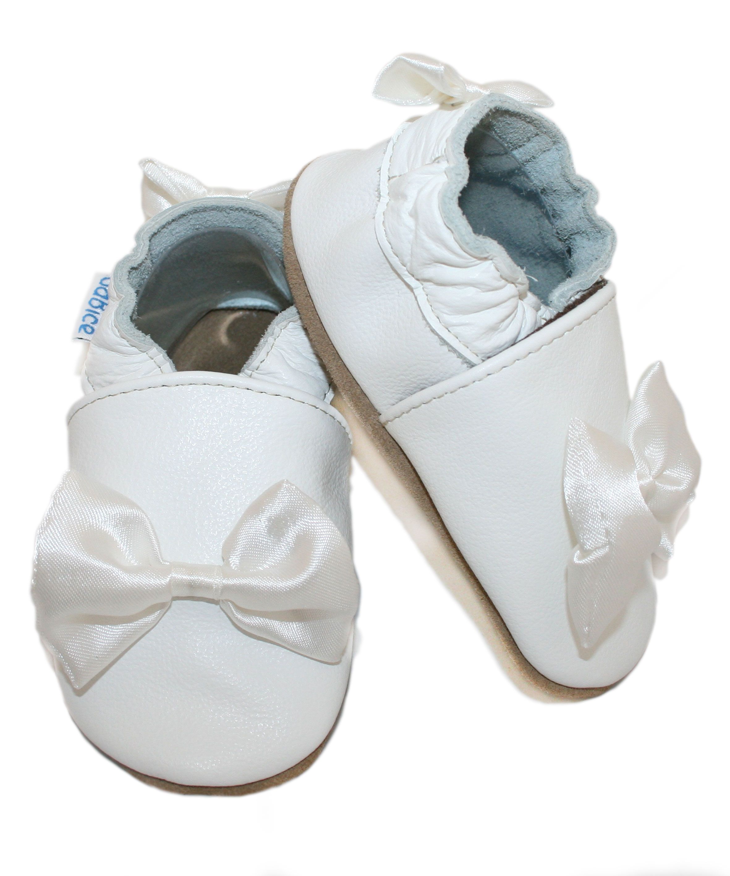 Capačky BE 016 kožené Mašlička white biela 18/19 6-12 mes 13 cm