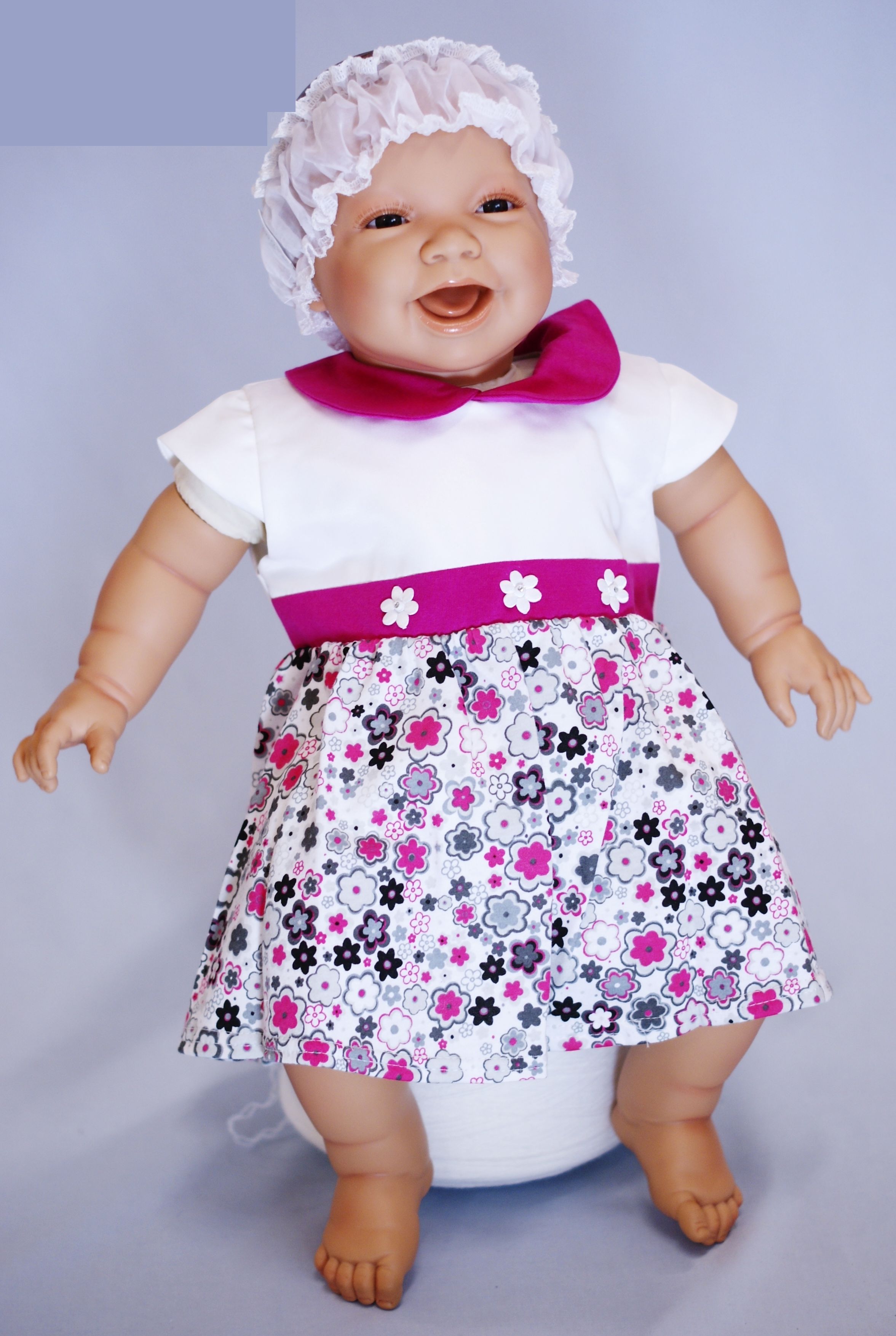 Šaty krátky rukáv RB 048b pink grey ružové kvety 104