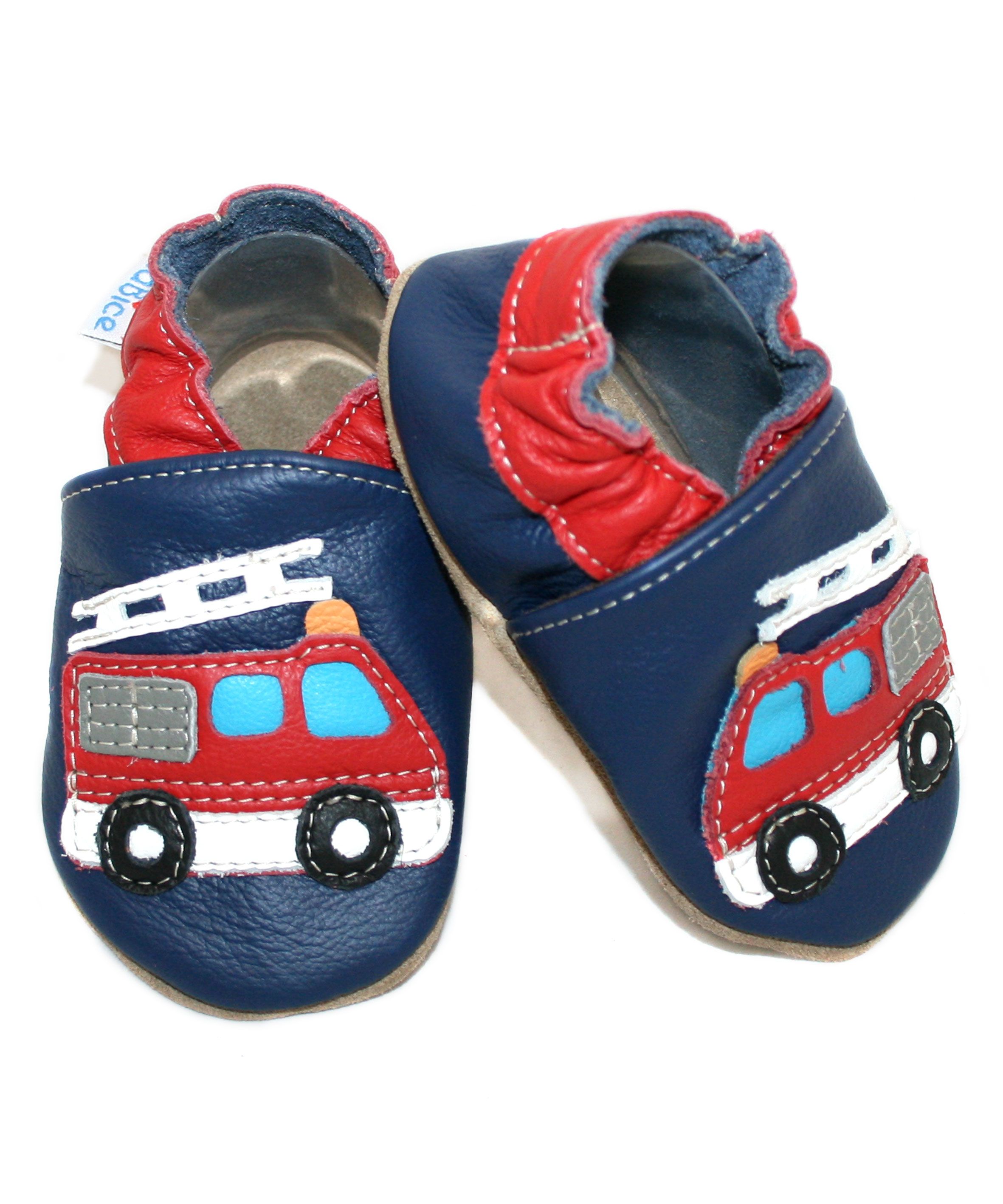 Capačky BA 019 kožené Požiarnik blue modrá 16-17 0-6 mes.