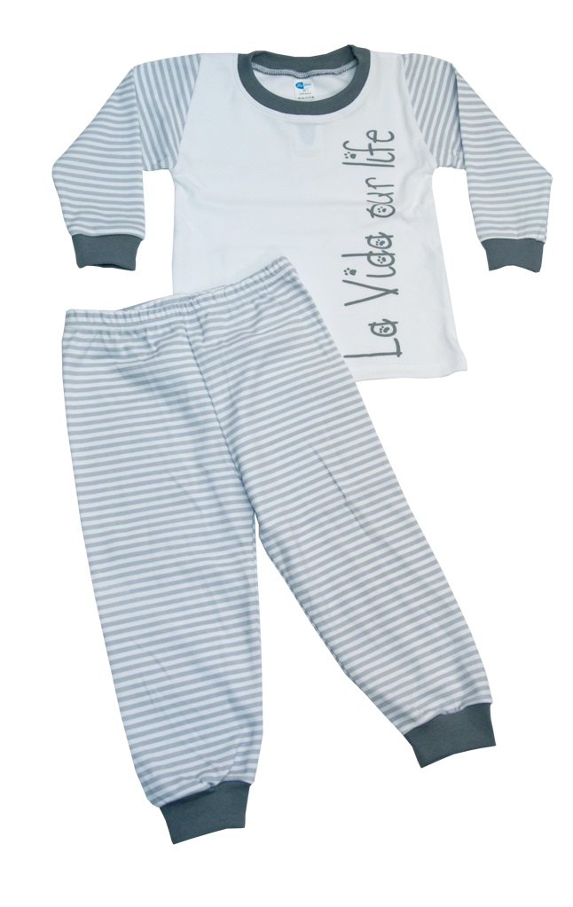 Pyžamo dlhý rukáv HX sieťotlač grey šedá pásik 80