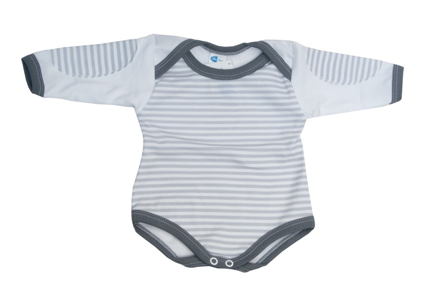 Body dlhý rukáv HX pásik  preklad na pleci grey šedá 62