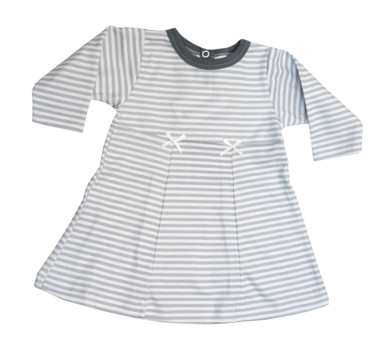 Šaty dlhý rukáv HX 001 šedý pásik lemovka čierno šedá 86/92