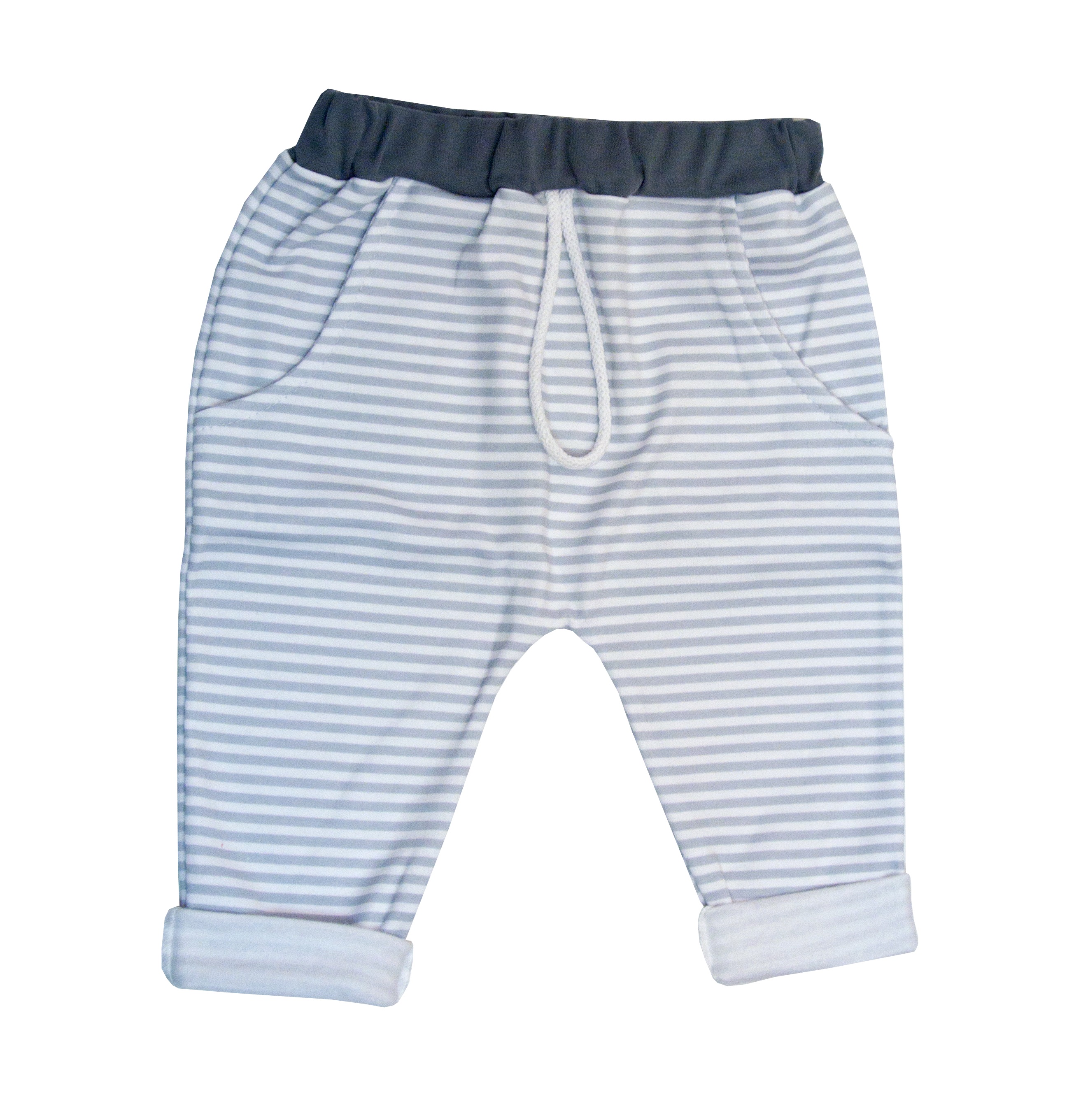 Tepláčiky predlĺžený sed bavlna grey šedý pásik 74/80