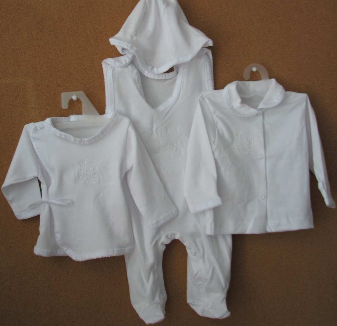 Komplet košielka kabátik dupačky čiapka 56 výšivka white biela