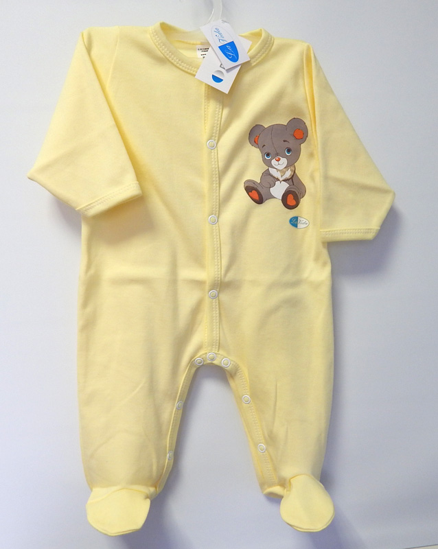 Dupačky dlhý rukáv bavlna hladká potlač yellow žltá 62