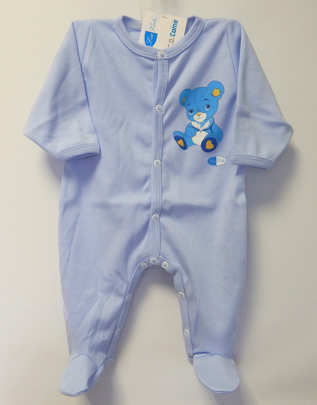 Dupačky dlhý rukáv bavlna hladká potlač blue modrá 74