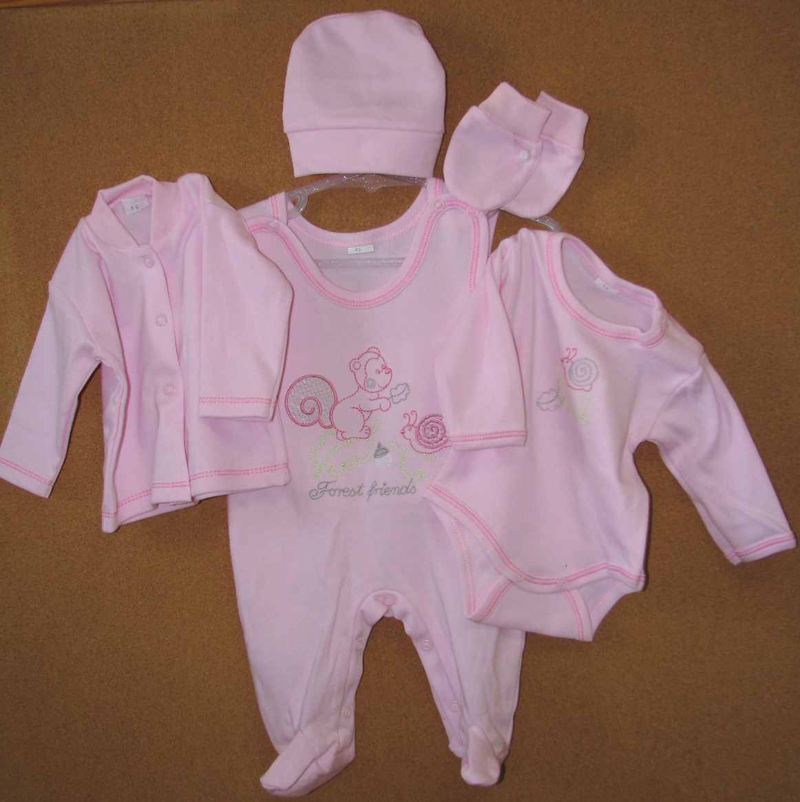 Komplet BA 5 dielny 56 pink ružová s bielou