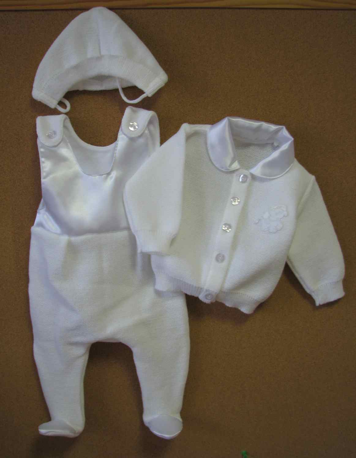 Komplet 3 dielny ND dupačky svetrík čiapka white biela 56