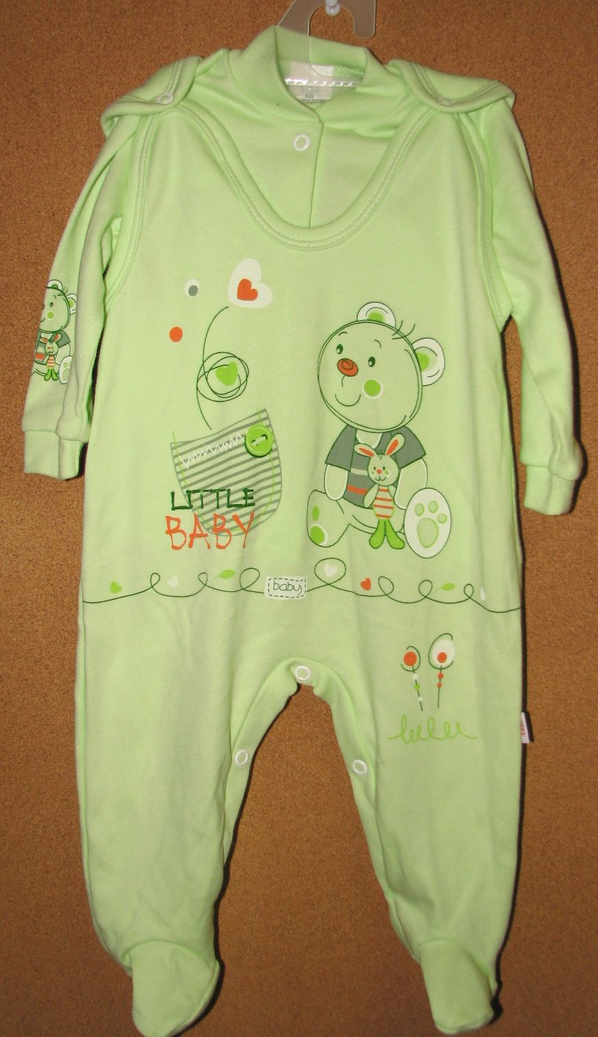 Komplet dupačky  košielka 62 potlač zelená